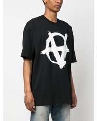 schwarzes bedrucktes T-Shirt mit einem Rundhalsausschnitt von Vetements