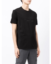 schwarzes bedrucktes T-Shirt mit einem Rundhalsausschnitt von Armani Exchange