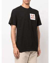 schwarzes bedrucktes T-Shirt mit einem Rundhalsausschnitt von Clot