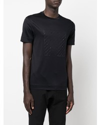 schwarzes bedrucktes T-Shirt mit einem Rundhalsausschnitt von Emporio Armani