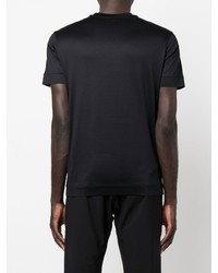 schwarzes bedrucktes T-Shirt mit einem Rundhalsausschnitt von Emporio Armani