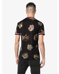 schwarzes bedrucktes T-Shirt mit einem Rundhalsausschnitt von Dolce & Gabbana