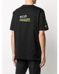 schwarzes bedrucktes T-Shirt mit einem Rundhalsausschnitt von Diesel