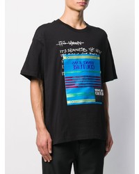 schwarzes bedrucktes T-Shirt mit einem Rundhalsausschnitt von VERSACE JEANS COUTURE