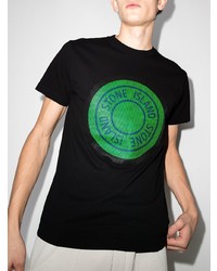 schwarzes bedrucktes T-Shirt mit einem Rundhalsausschnitt von Stone Island