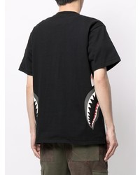 schwarzes bedrucktes T-Shirt mit einem Rundhalsausschnitt von A Bathing Ape