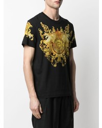 schwarzes bedrucktes T-Shirt mit einem Rundhalsausschnitt von VERSACE JEANS COUTURE