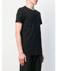 schwarzes bedrucktes T-Shirt mit einem Rundhalsausschnitt von Balmain