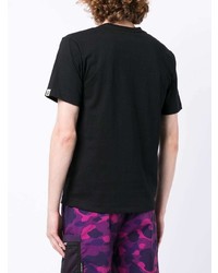 schwarzes bedrucktes T-Shirt mit einem Rundhalsausschnitt von BAPE BLACK *A BATHING APE®