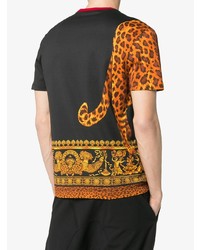 schwarzes bedrucktes T-Shirt mit einem Rundhalsausschnitt von Versace