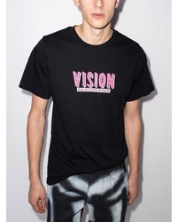 schwarzes bedrucktes T-Shirt mit einem Rundhalsausschnitt von Vision Street Wear