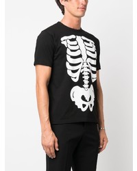 schwarzes bedrucktes T-Shirt mit einem Rundhalsausschnitt von FURSAC