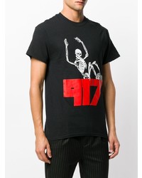 schwarzes bedrucktes T-Shirt mit einem Rundhalsausschnitt von Call Me 917