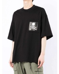 schwarzes bedrucktes T-Shirt mit einem Rundhalsausschnitt von Mastermind Japan