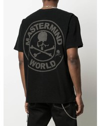 schwarzes bedrucktes T-Shirt mit einem Rundhalsausschnitt von Mastermind World