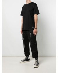 schwarzes bedrucktes T-Shirt mit einem Rundhalsausschnitt von Mastermind Japan