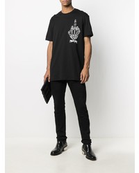 schwarzes bedrucktes T-Shirt mit einem Rundhalsausschnitt von Philipp Plein