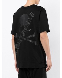 schwarzes bedrucktes T-Shirt mit einem Rundhalsausschnitt von Mastermind Japan