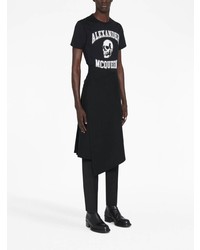 schwarzes bedrucktes T-Shirt mit einem Rundhalsausschnitt von Alexander McQueen