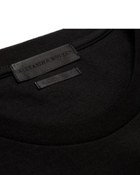 schwarzes bedrucktes T-Shirt mit einem Rundhalsausschnitt von Alexander McQueen