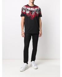 schwarzes bedrucktes T-Shirt mit einem Rundhalsausschnitt von Philipp Plein