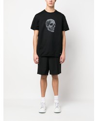 schwarzes bedrucktes T-Shirt mit einem Rundhalsausschnitt von Alexander McQueen