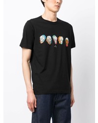 schwarzes bedrucktes T-Shirt mit einem Rundhalsausschnitt von PS Paul Smith