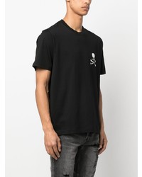 schwarzes bedrucktes T-Shirt mit einem Rundhalsausschnitt von Mastermind Japan