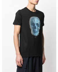 schwarzes bedrucktes T-Shirt mit einem Rundhalsausschnitt von PS Paul Smith