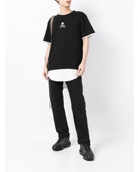 schwarzes bedrucktes T-Shirt mit einem Rundhalsausschnitt von Mastermind World