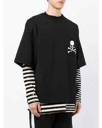 schwarzes bedrucktes T-Shirt mit einem Rundhalsausschnitt von Mastermind Japan