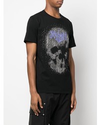 schwarzes bedrucktes T-Shirt mit einem Rundhalsausschnitt von Just Cavalli