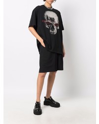 schwarzes bedrucktes T-Shirt mit einem Rundhalsausschnitt von 44 label group