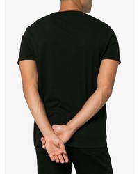 schwarzes bedrucktes T-Shirt mit einem Rundhalsausschnitt von Alexander McQueen