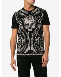 schwarzes bedrucktes T-Shirt mit einem Rundhalsausschnitt von Alexander McQueen