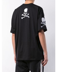 schwarzes bedrucktes T-Shirt mit einem Rundhalsausschnitt von Mastermind Japan