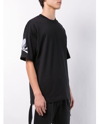 schwarzes bedrucktes T-Shirt mit einem Rundhalsausschnitt von Mastermind Japan