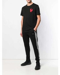 schwarzes bedrucktes T-Shirt mit einem Rundhalsausschnitt von Philipp Plein