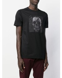 schwarzes bedrucktes T-Shirt mit einem Rundhalsausschnitt von Limitato