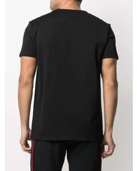 schwarzes bedrucktes T-Shirt mit einem Rundhalsausschnitt von Alexander McQueen