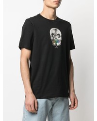 schwarzes bedrucktes T-Shirt mit einem Rundhalsausschnitt von Paul Smith