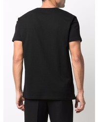 schwarzes bedrucktes T-Shirt mit einem Rundhalsausschnitt von Alexander McQueen