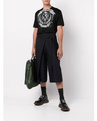 schwarzes bedrucktes T-Shirt mit einem Rundhalsausschnitt von Junya Watanabe MAN