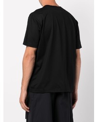 schwarzes bedrucktes T-Shirt mit einem Rundhalsausschnitt von Junya Watanabe MAN