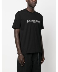 schwarzes bedrucktes T-Shirt mit einem Rundhalsausschnitt von Mastermind Japan