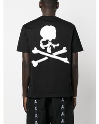 schwarzes bedrucktes T-Shirt mit einem Rundhalsausschnitt von Mastermind Japan