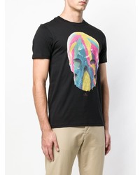 schwarzes bedrucktes T-Shirt mit einem Rundhalsausschnitt von Ps By Paul Smith