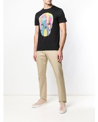 schwarzes bedrucktes T-Shirt mit einem Rundhalsausschnitt von Ps By Paul Smith