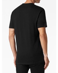 schwarzes bedrucktes T-Shirt mit einem Rundhalsausschnitt von Philipp Plein