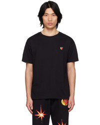 schwarzes bedrucktes T-Shirt mit einem Rundhalsausschnitt von Sky High Farm Workwear